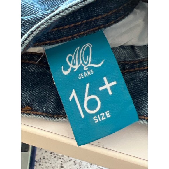 AQ Distressed Denim Jeans Womens 16 Blue Medium Wash Cotton Blend Pockets - Picture 7 of 13